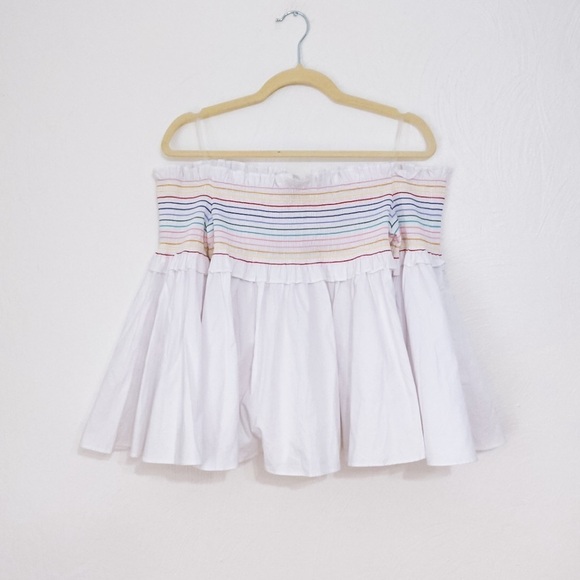 NWT! Greyson Anthropologie Rainbow Smocked Bell Sleeved Cotton Top | size small - Picture 3 of 5